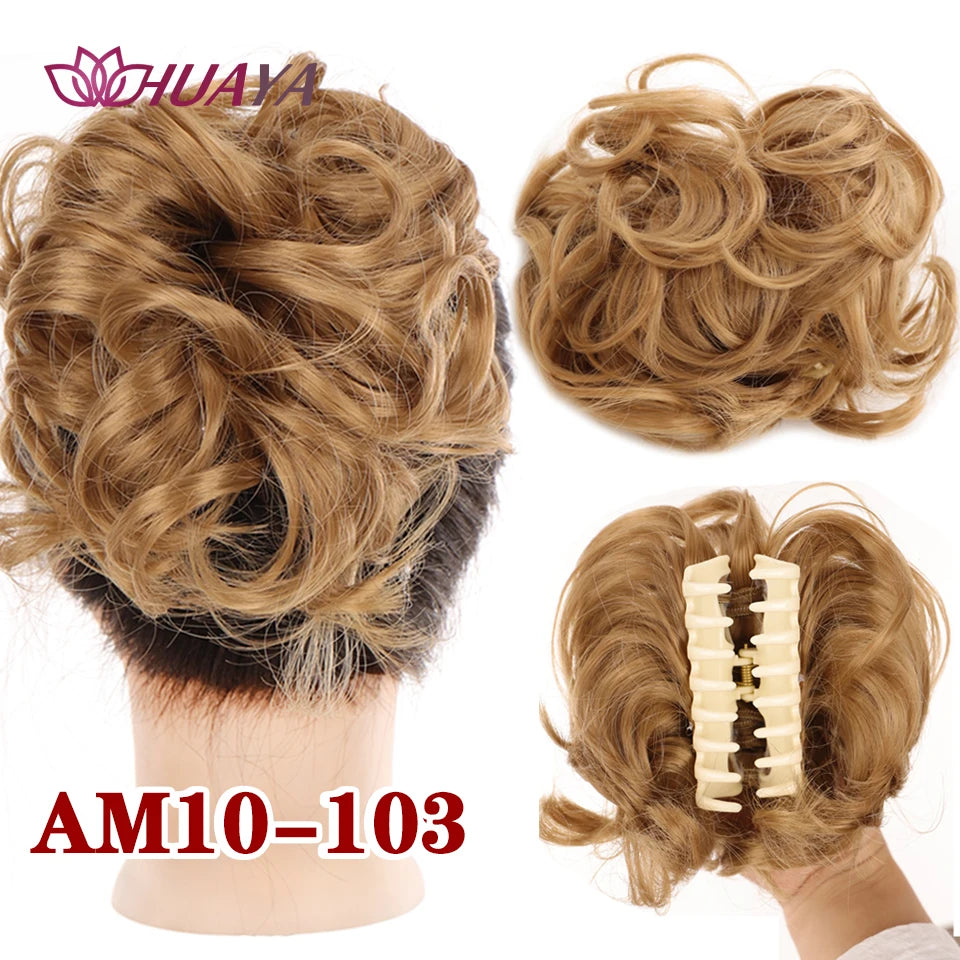 Synthetic Hair Bun Chignon for Women Messy Bun Hair Piece Tousled Updo Hair Extensions With Claw Clip Curly Hairpins Black Brown