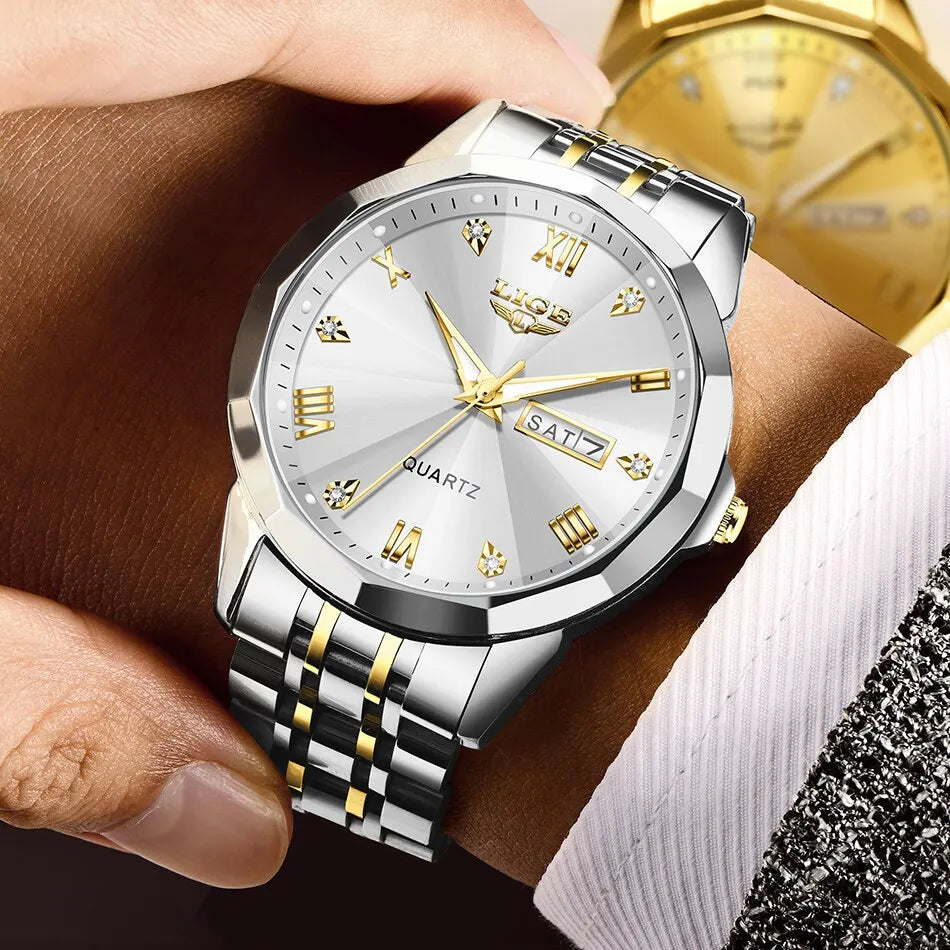 LIGE New Quartz Watch For Men Top Luxury All Steel Design Fashion Business Wristwatch Men Waterproof Watches Man Montre Homme