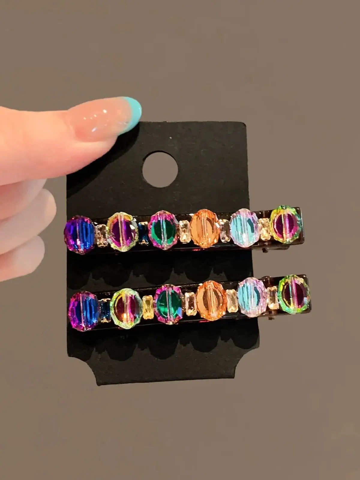 2Pcs Colorful Rhinestone Side Hair Clips for Women, Exquisite Light Luxury & Fashionable Versatile Design, High-End Bangs & Flya BAZAARHUBO