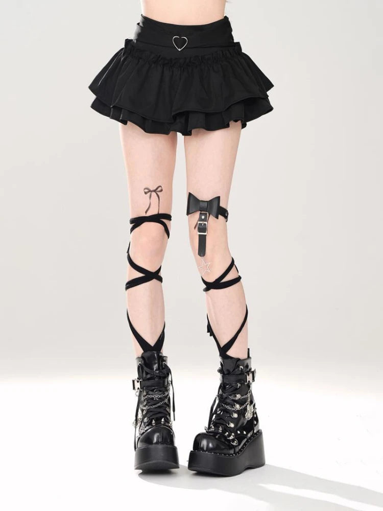 Skirts Women Ruffles A-line High Waist Chic Design Unique Korean Fashion Streetwear Gothic Summer Sweet Hot Girls Prevalent Y2k
