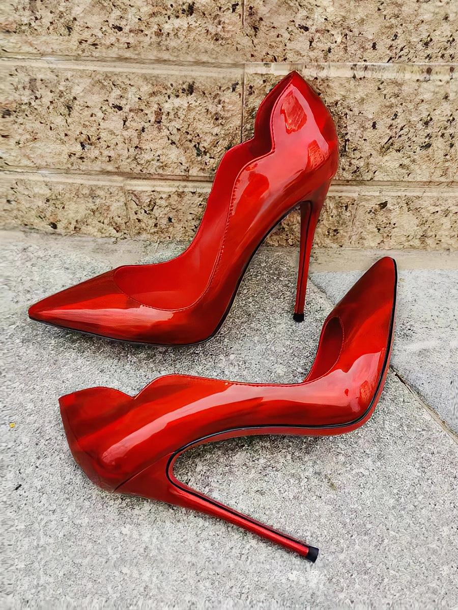 2024 New 12cm Super Shallow Mouth Black Red Sole High Heels Women's Thin Heels Sexy Pointy Large Size Single Shoes