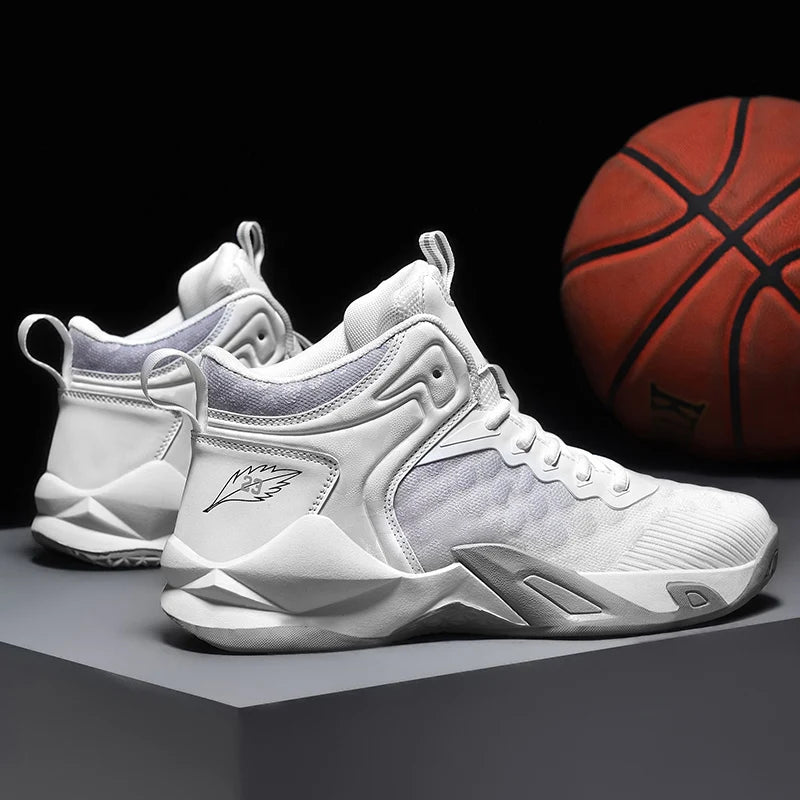 Basketball Shoes, Men's Outdoor Sports Shoes, Men's Shock-Absorbing High-Top Student Practical Shoes, Mesh Breathable Casual Shoes