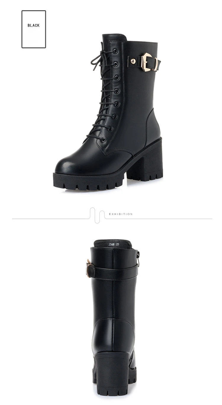 Luxury Women's Boots Winter Warm Women Snow Boots Fashion High Quality High Heels Comfort Platform Women Short Boots Botas Mujer