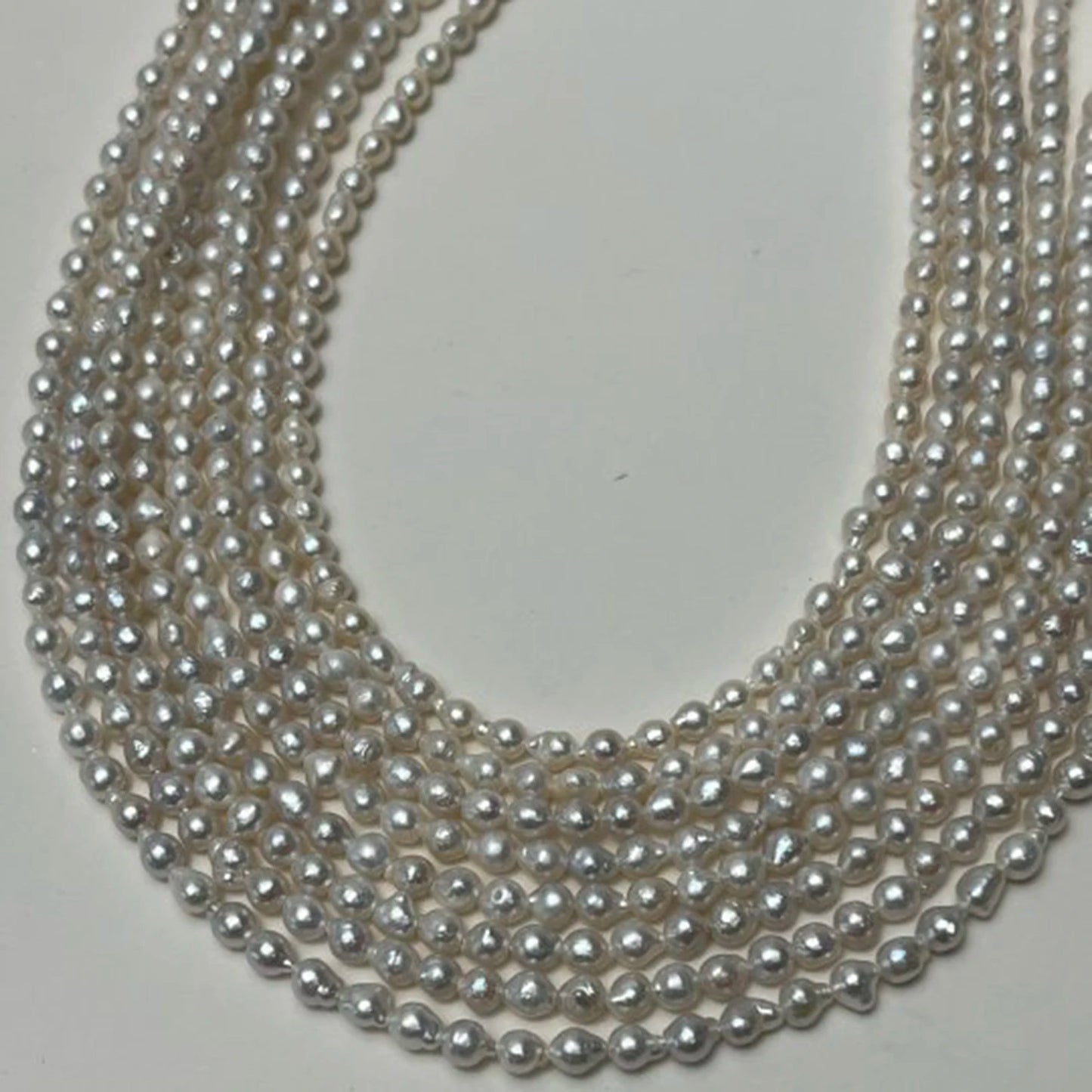 Natural Pearls Small 3-4mm Round Shape  Baroque Freshwater White Necklace  DIY Materials  Accessories Wholesale Jewelry Women
