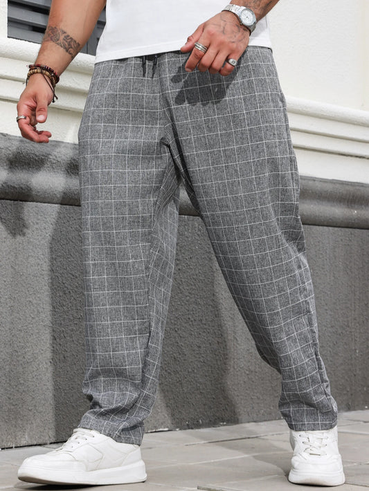 Men's Casual Plaid Pants Urban Fashion All Seasons Comfortable Fit Trousers for Casual Wear