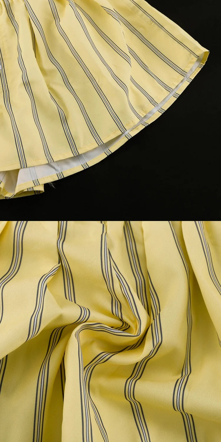 Casual Striped Long Sleeve Shirt And High Waist Skirt Two-Piece Set Women's Fashion Spring Outfit Teen Girls Casual Wear