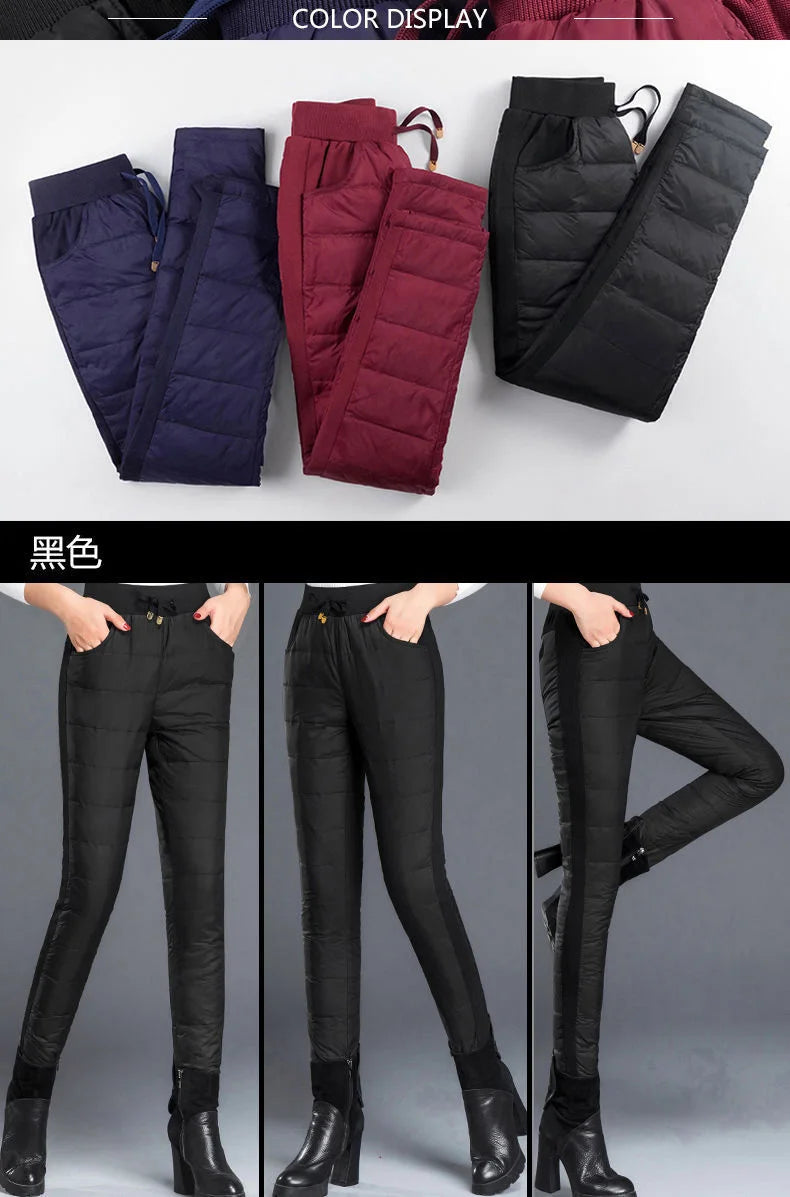 Winter Warm Windproof Pencil Pants Women Casual Oversize 4xl Slim Cotton Padded Lined Sweatpants High Waist 90cm Black Leggings