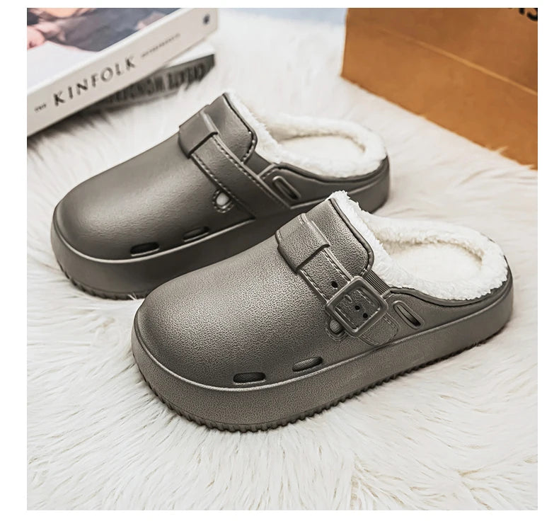 Fashion Women Winter Slippers Warm Fur Indoor Shoes Garden Clogs Couple Casual Shoes Luxury Sandals Comfort Home Soft Slippers