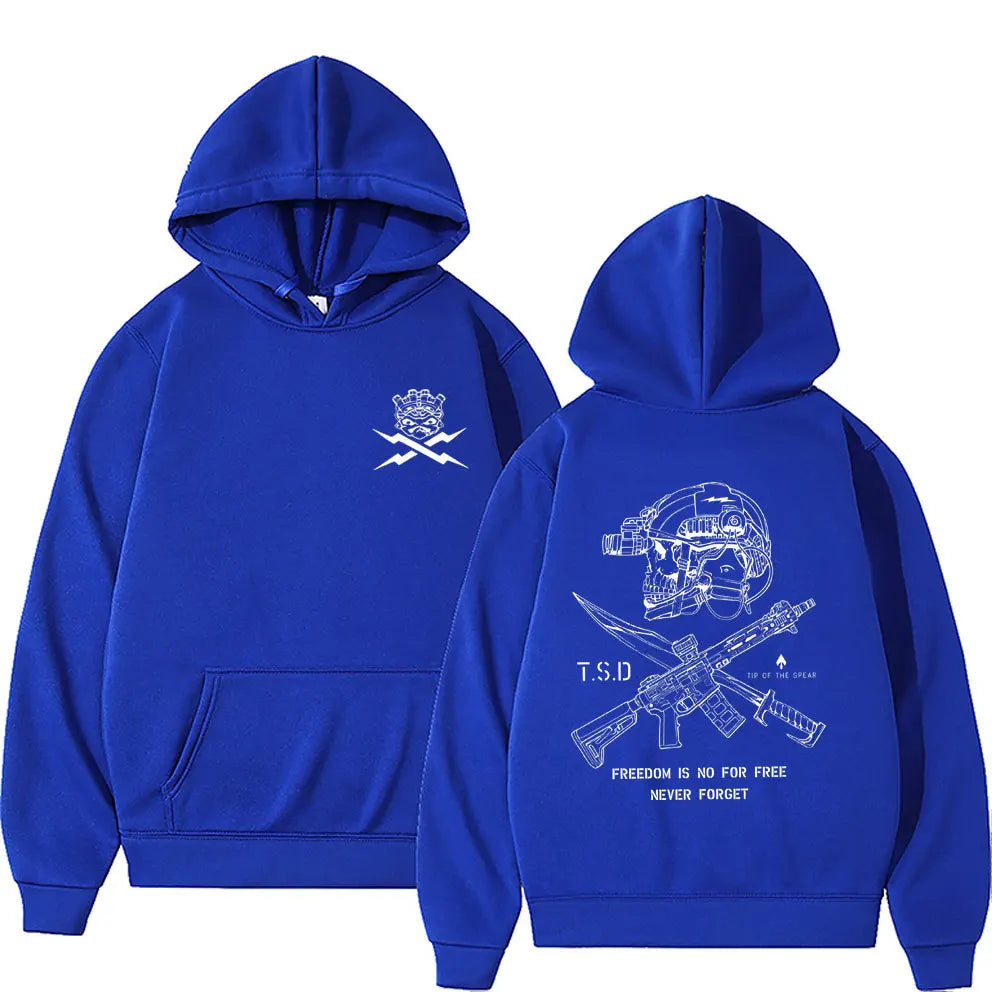 2025 Cool Sparta X-ray Tactical Skull Print Men Women Hooded Sweatshirt Autumn Winter Daily Outdoor Casual Loose Warm Sportswear BAZAARHUBO