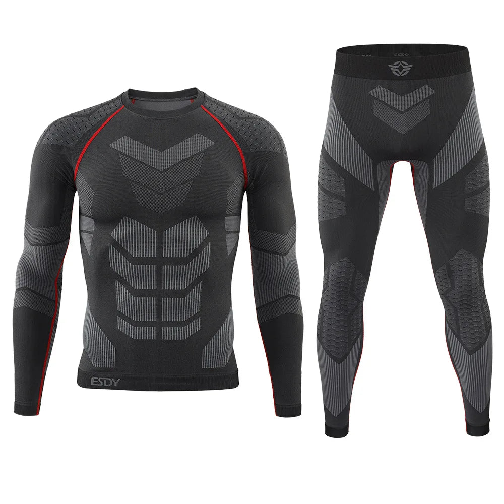 ESDY Fleece Thermal Underwear Men Autumn Winter Warm Long Johns Fitness Sports Compression Breathable Leggins Thermo Tracksuit