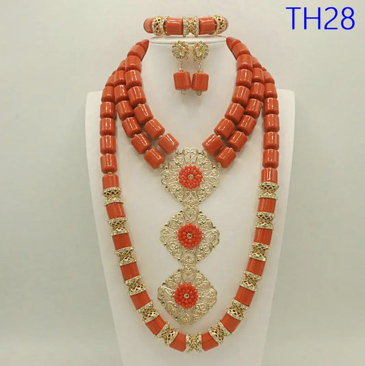 african fashion beads jewlery set bridal gold planted jewelry set Nigeria beads set
