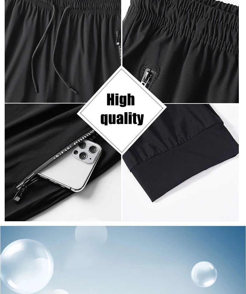 Summer Men Casual High end Ice Silk Pants Sports Pants Quick-Drying Men's Trousers Sweatpants Male Elastic Plus Size 8xl 7xl 6xl