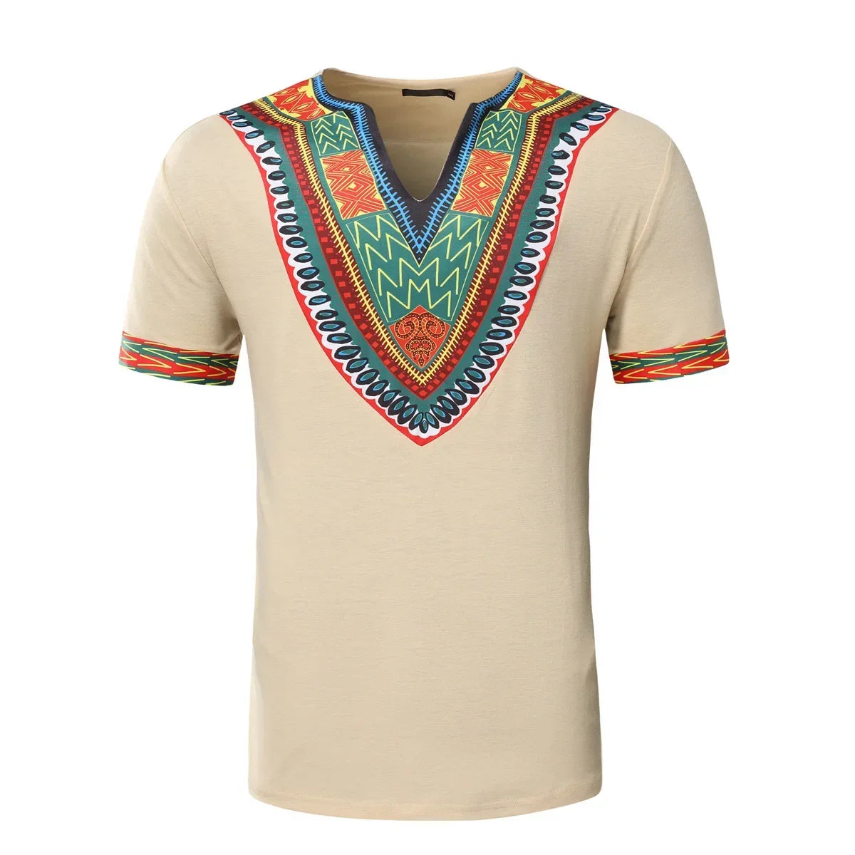 2026 Men's African Traditional Clothing Men Dashiki Short Sleeve T-shirt Fashion V-neck Printed Ethnic Style Casual Tops for Men