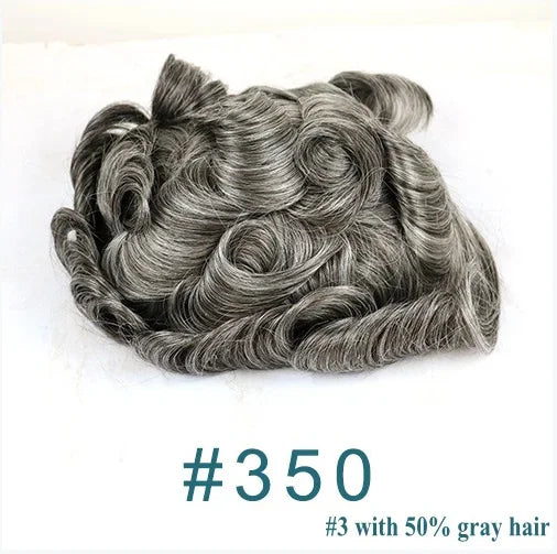80%Density Natural Hairline 0.02mm Ultra Thin Skin Invisible Mens Toupee Brown Blonde Grey Human Hair Capillary Prosthesi System