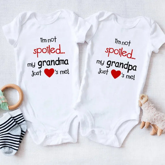 I'm Not Spoiled My Grandma Loves Me Baby Romper Crawling Clothes Triangle Onesies Newborn Baby Clothes Onesies for Babies