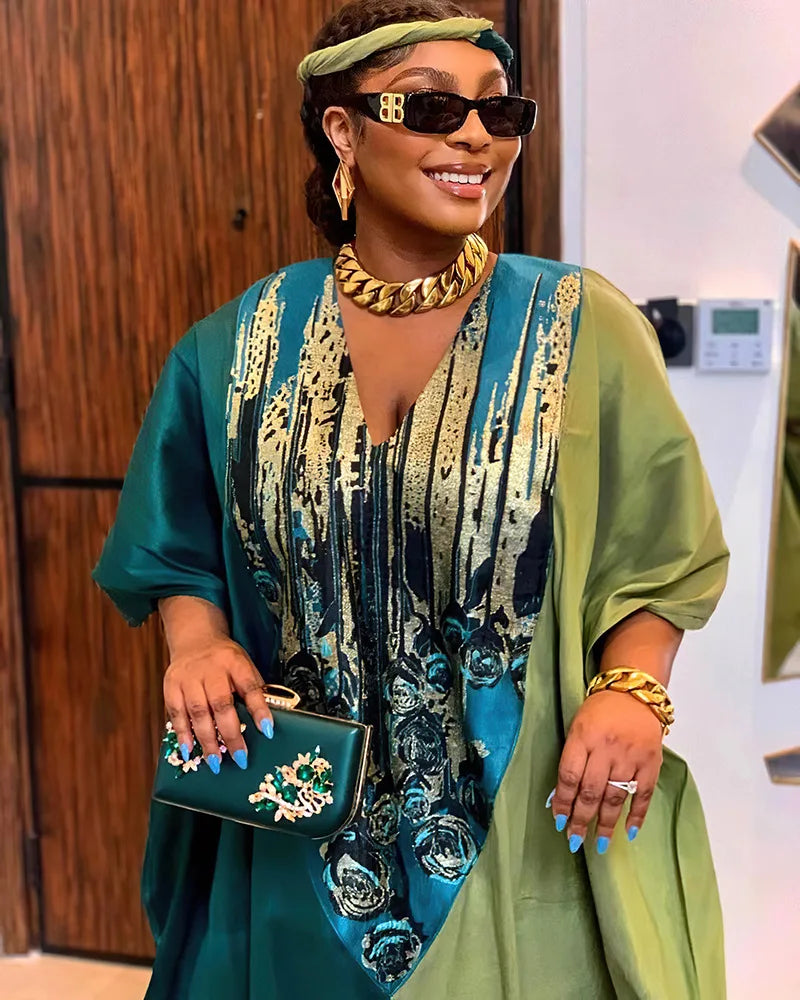 African Ethnic Style Long Dresses for Women 2026 Traditional Printed Patchwork Muslim Abayas Hijab Females Loose Robe Plus Size