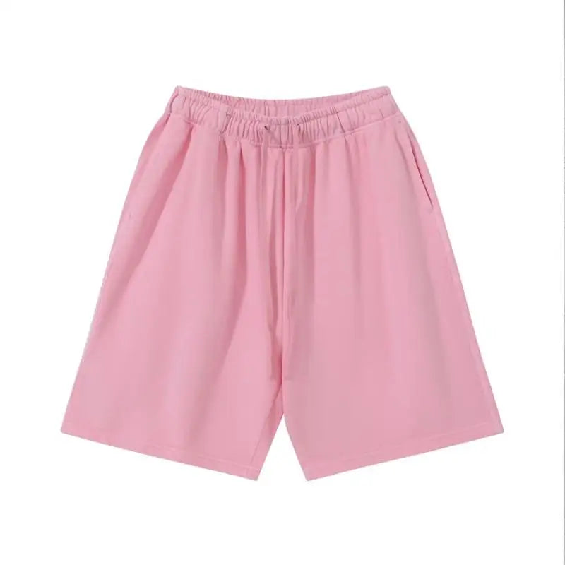 12 Colors 100% Cotton Men's and Women's Same Pull Rope High Waist Loose Fashion Casual Oversize Shorts sweatpants