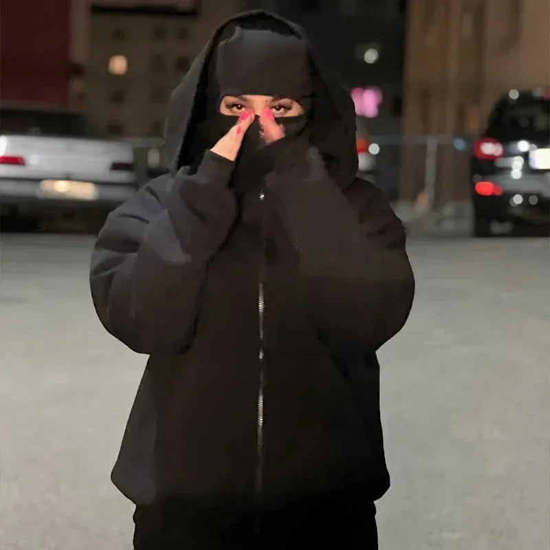 Plain Design Hooded Zip Up Sweatshirt for Men Women Autumn Winter Ins Style Couple Matching BAZAARHUBO