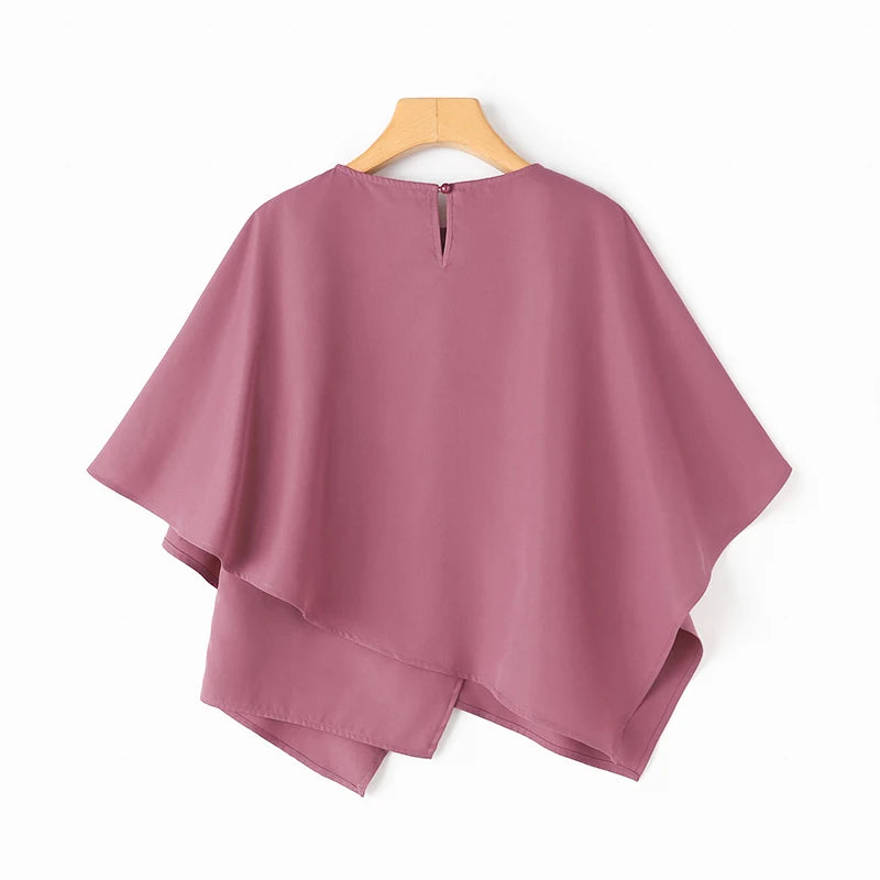 ZANZEA Women Fashion Blouse Chic 3/4 Sleeve Ruffle Hem Top Shirt 2025 Summer Round Neck Loose Blusa Elegant Irregular Work Tunic