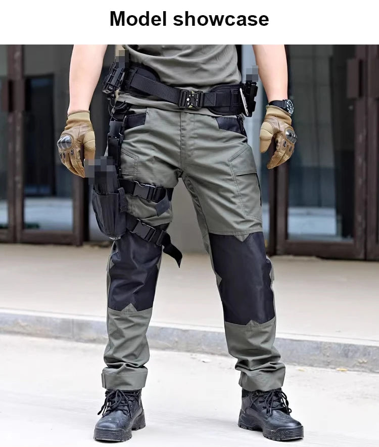 Men's Loose Training Pants Tactical Work Pants Men Cargo Trousers Multi-pocket Waterproof Pant Outdoor Workwear Hiking Trousers
