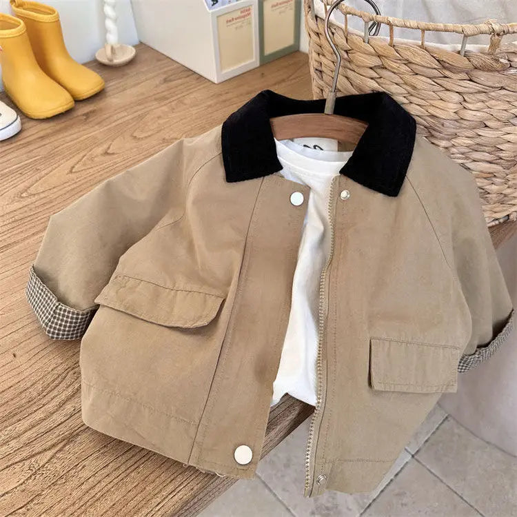 Kids Windbreaker New 2026 Spring Autumn Fashion Korean Casual Baggy Simple Style