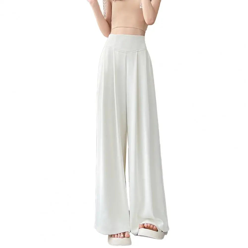 Large Wide Leg Pant Skirt For Women's Spring Summer Thin Pleated Suit Pants High Waist Drape Office Ladies Casual Dress Trousers