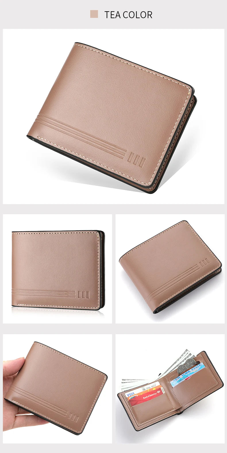 Men's Business Retro Short Wallet PU Leather Zipper Coin Purse Multi-Slot Multi-Functional Men's Wallet