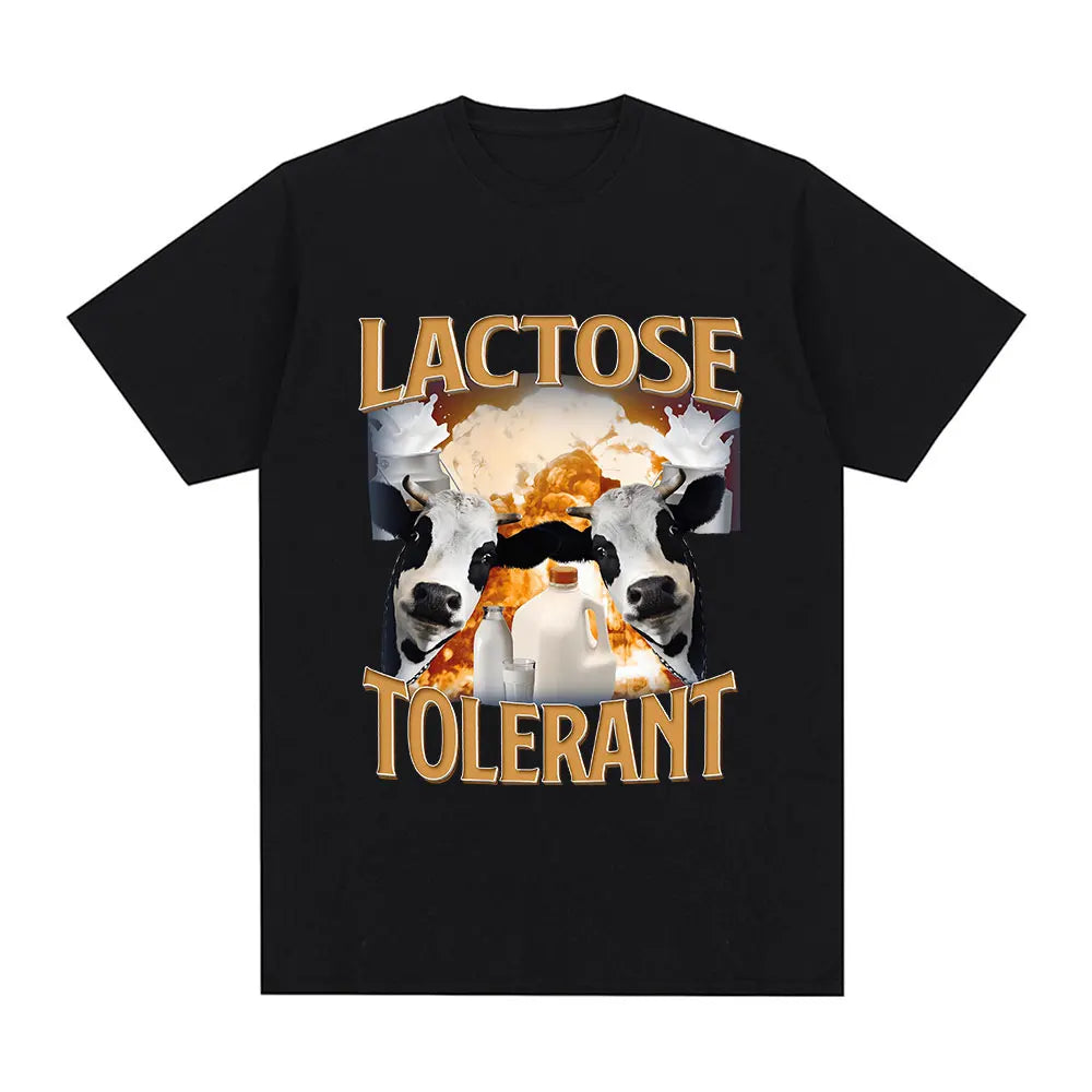 Milk Makes My Tummy Hurt T-shirt Lactose Tolerant Funny Meme Graphic T Shirt Men Fashion Vintage Hip Hop Short Sleeve T-shirts