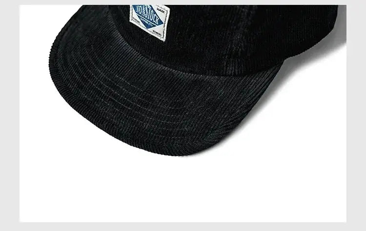 Non Stock 5 Panel Corduroy Hat with Snap Closure Baseball Cap Hip Hop Biker Board Cap BAZAARHUBO