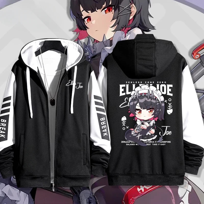 Anime Zenless Zone Zero Zip Up Women/Men Hoodie Sweatshirt ZZZ ZZZERO Ellen Joe Cosplay Zipper Hooded Jacket Outwear BAZAARHUBO
