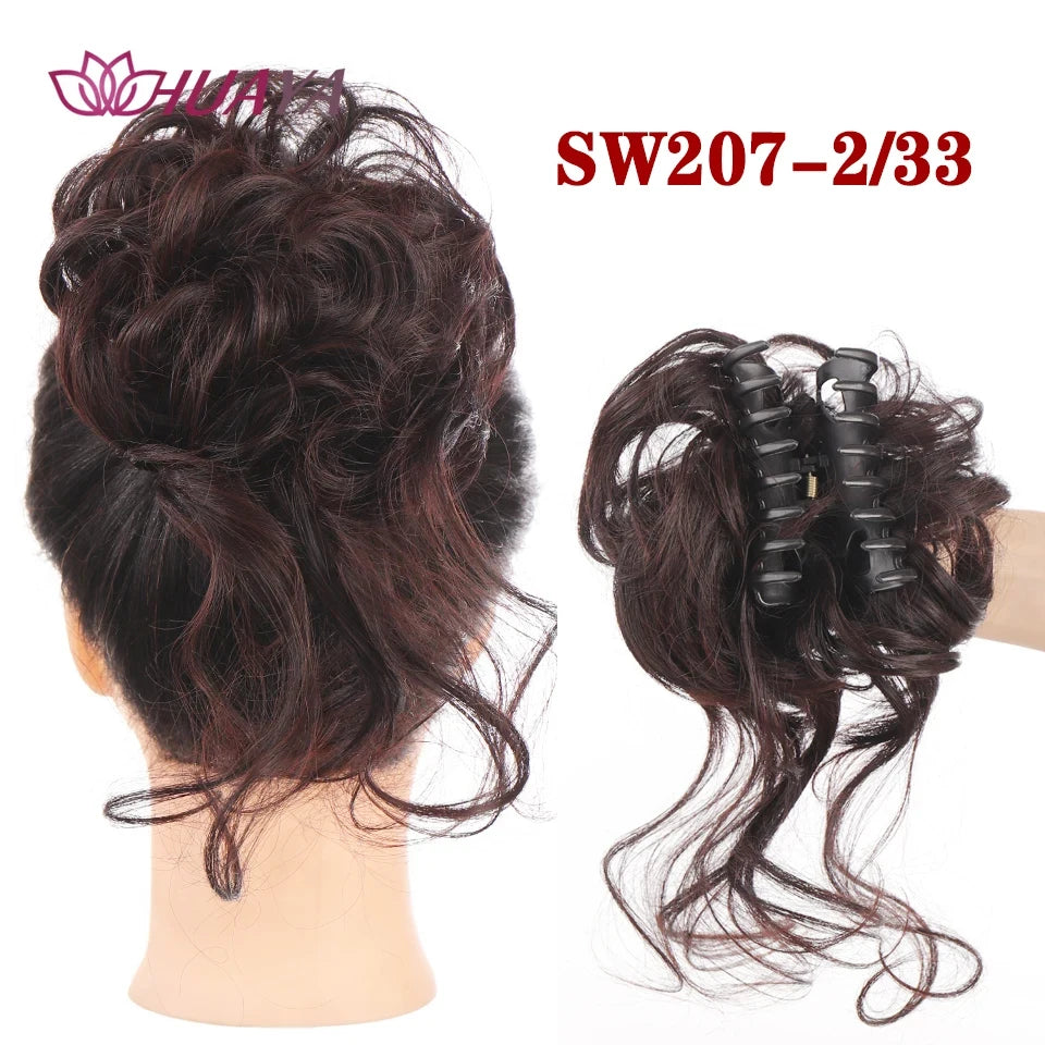 Synthetic Hair Bun Chignon for Women Messy Bun Hair Piece Tousled Updo Hair Extensions With Claw Clip Curly Hairpins Black Brown