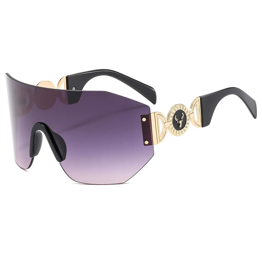 New Y2k Trendy Cycling Sports Sunglasses With Stylish Hollow Temple Frameless One-piece Glasses 353 BAZAARHUBO