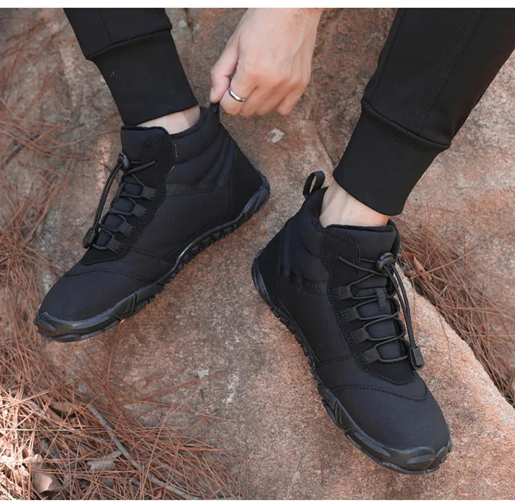 Snow Boots Women Men Sneakers Barefoot Waterproof Winter Warm Running Shoes Non-Slip High-top Padded Hiking Ankle Shoes 2024