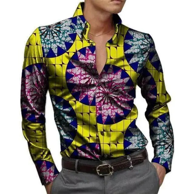 Fashion 3D African Pattern Shirt Casual Outdoor Street Men Shirt Simple Design Harajuku Men Long Sleeve Tops