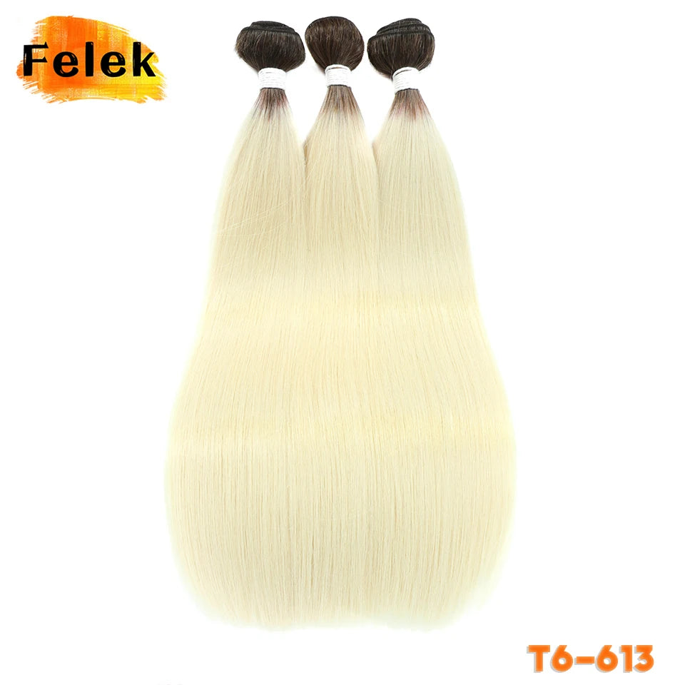 1Pc Straight Hair Bundles Synthetic Natural Hair Weaving 613 Blonde Bundles Hair Extensions Ombre Brown Red Weave Long Fake Hair
