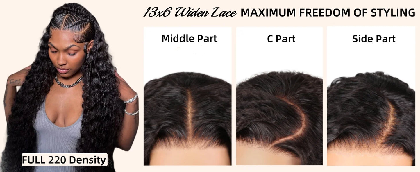 Deep Wave 13x6 HD Glueless Wear And Go Wigs 100% Human Hair For Women 250% Water Wave Curly Lace Front human hair Wig On Sale