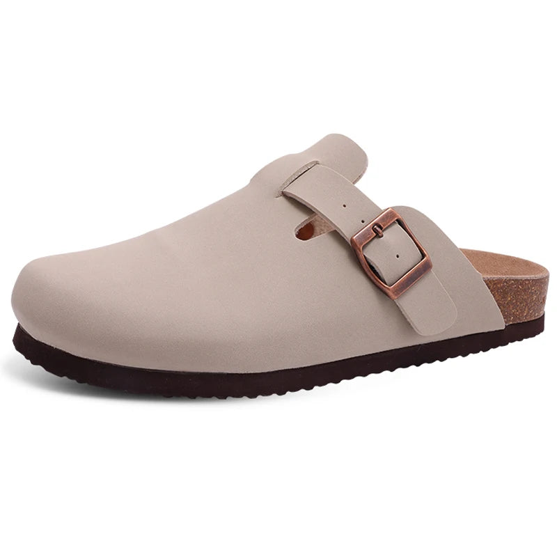 Evshine Men' s Cork Suede Mules with Arch Support Classic Potato Shoes Cozy Cork Footbed Clogs Slippers Men Fashion Beach Sandal