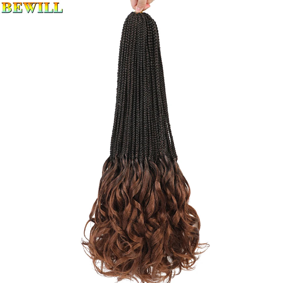 14 18 24 Inch French Curl Crochet Braids Boho Goddess French Curl Box Braids Crochet Hair Synthetic French Curly Braiding Hair