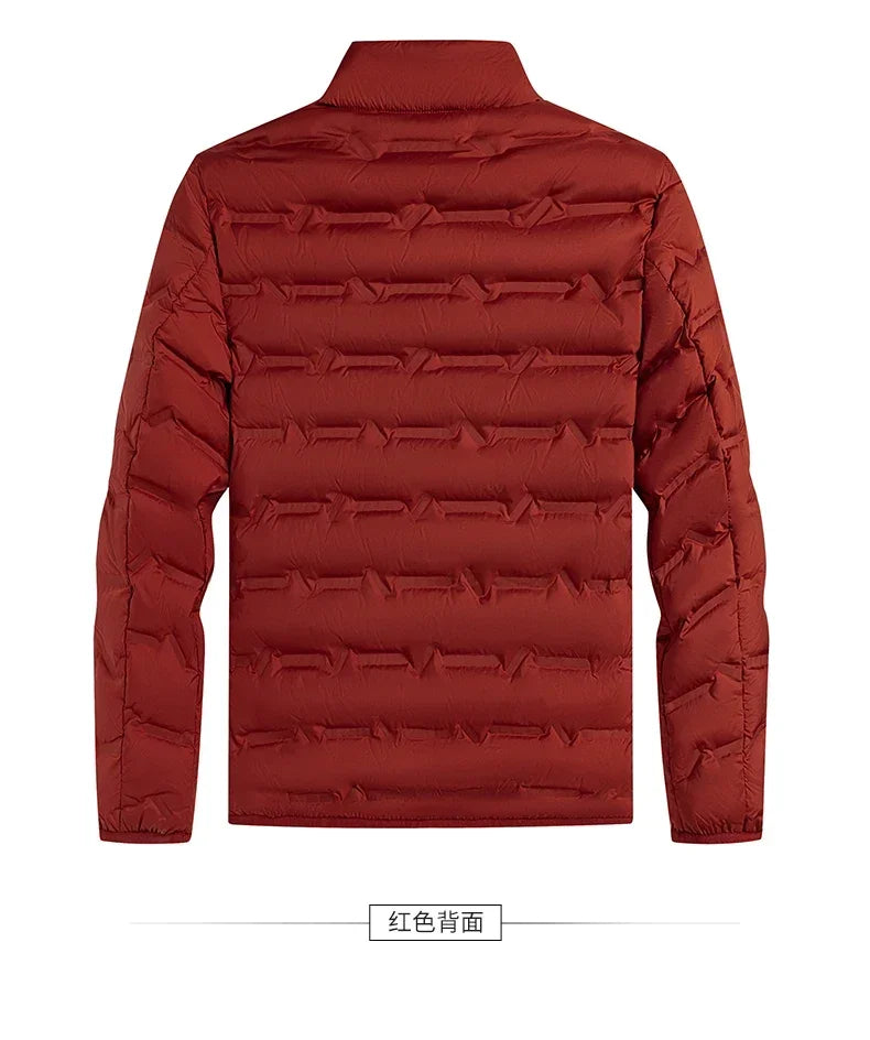 CHUJIE Winter white down jacket men's graphene self heating windproof pleated down jacket stand collar casual warm down jacket