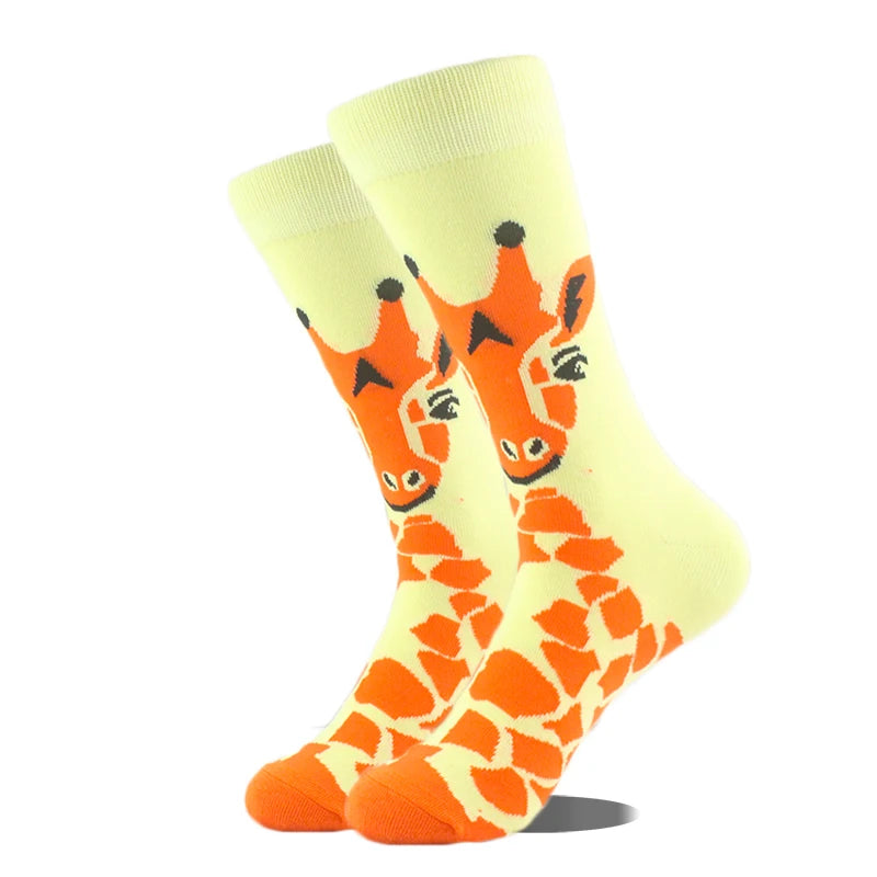 Cool Design Avocado Crew Socks Men Creative Eye Guitar Bus Pattern Sokken Duck Cat Fox Otter Animals Divertidos Chaussette Sox