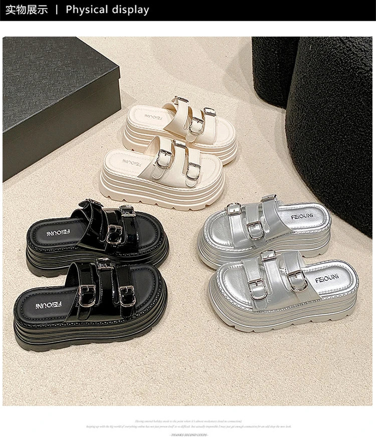New Fashion Slippers Women Thickness Wedges High Heels Leisure Summer Sandals Female Platform Fish Mouth Shoes Ladies Slippers