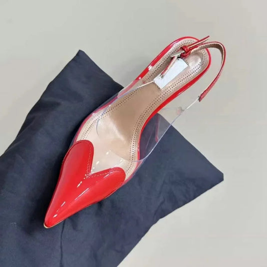 2025 New PVC European Style High Heels Women'S Summer Pointed Toe Runway Sandals Party Shoes