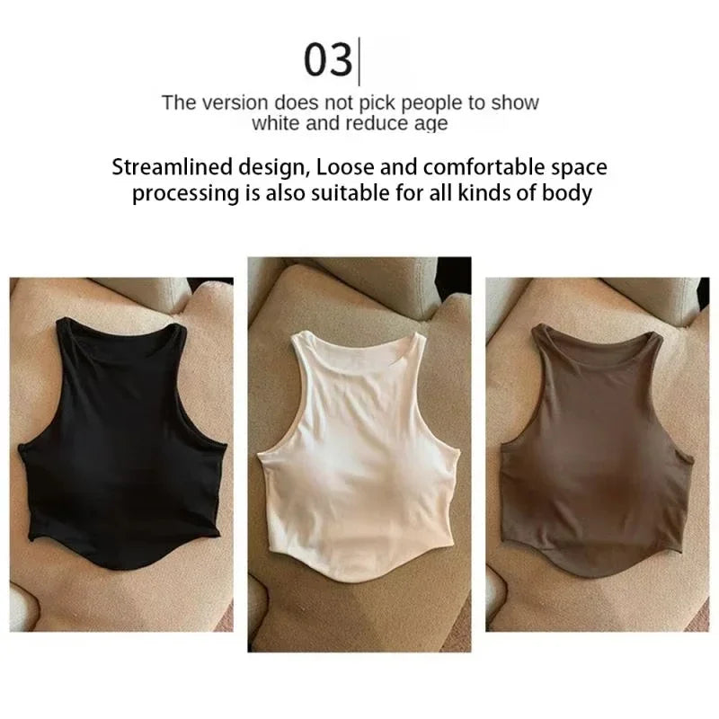 Summer Women Tank Top With Cups U Sports Bra For Running Yoga Gym Crop Tops