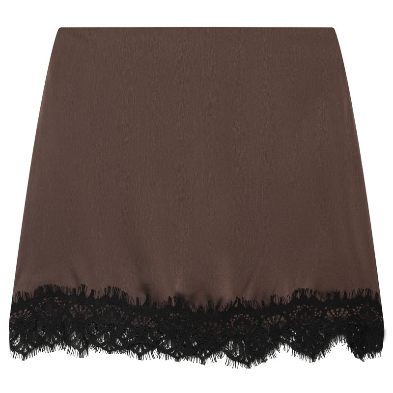 Women's Skirt With Lace Black High-Waisted Skirt Pants Summer Side Zipper Slim-Fitted Mini Skirt Women's Fashion Party Skirt