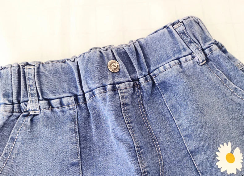 IENENS Fashion Girls Denim Pants Shorts Girl Thin Soft Trousers Jeans Kids Children Casual Clothes Clothing 4-13 Years