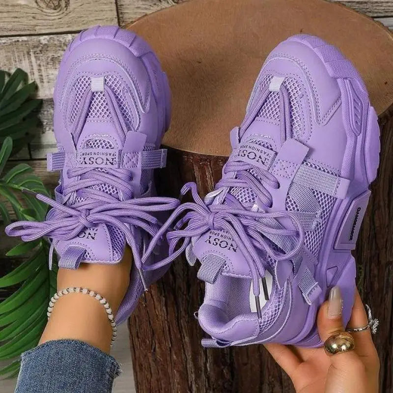 New Purple Sneakers Women Platform Casual Shoes Women Sneakers Breathable Comfortable Thick Sole Sneakers Women Designer Shoes