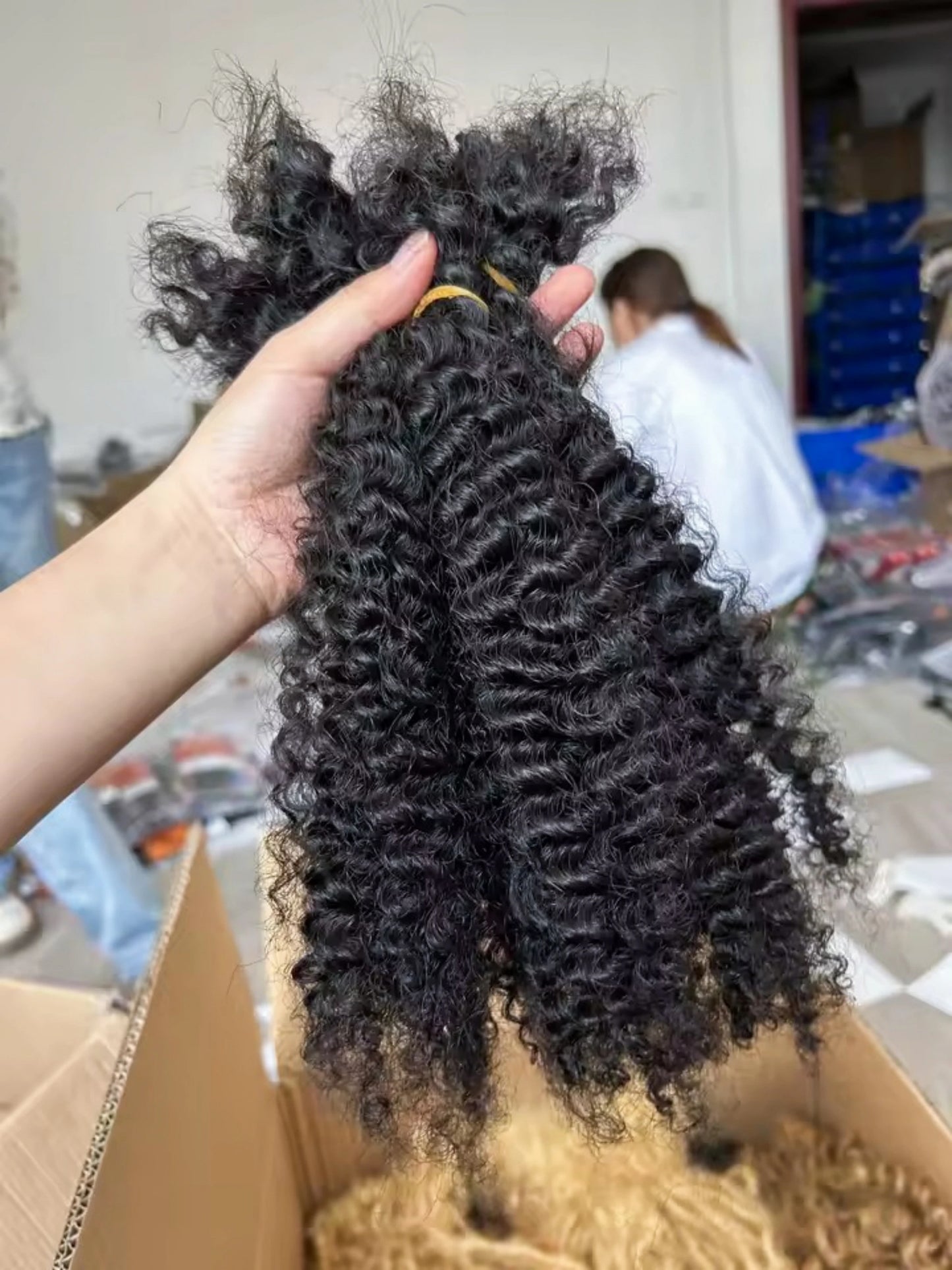 4C Kinky Twist Crochet Braiding Hair 100% Human Hair Bundles Curly Human Hair QVR Afro Kinky Bulk Hair for Dreadlocks Extensions