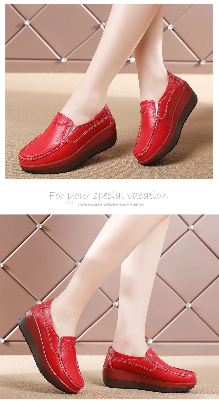 Spring Women's Loafers Comfortable Female Vulcanized Shoes Wedge Moccasin Orthopedic Slip-on Platform Shoes for Women Zapatillas
