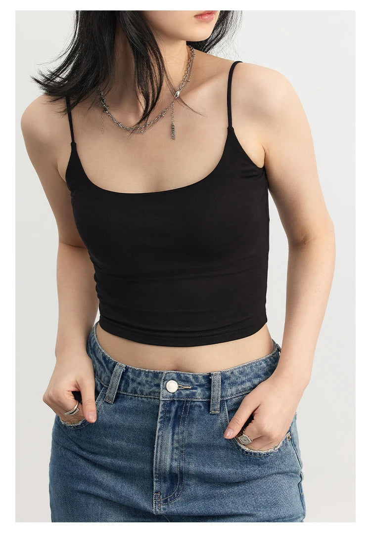 CHIC VEN Women's Tanks New Loose Short Camis Sleeveless Solid Crop Top Woman Clothing Spring Summer 2023