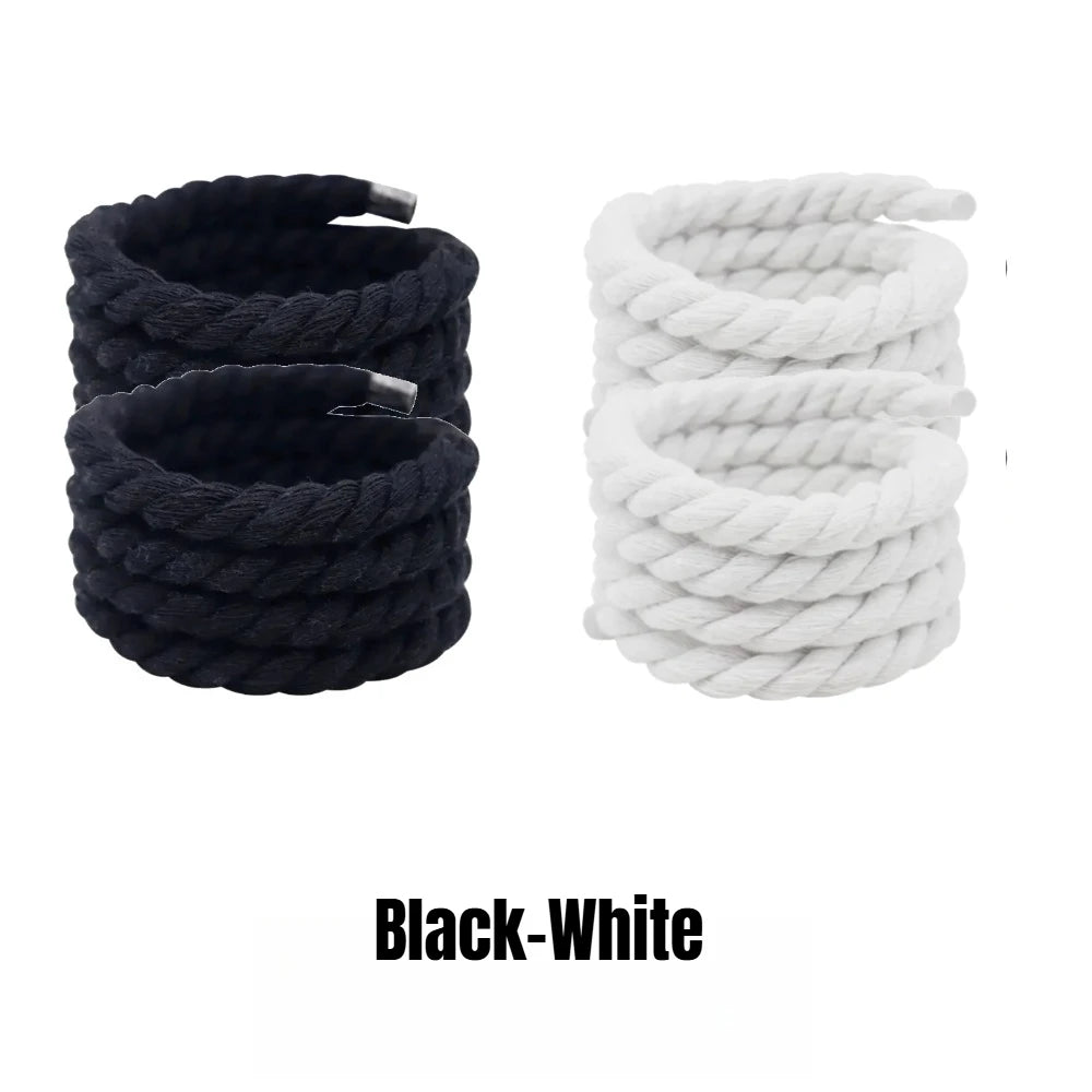 1/8Pair Round Thick Rope Laces Polyester Cotton High Quality Solid Color Laces 0.8cm 120/140/160cm Width Colorful Bold Shoelaces